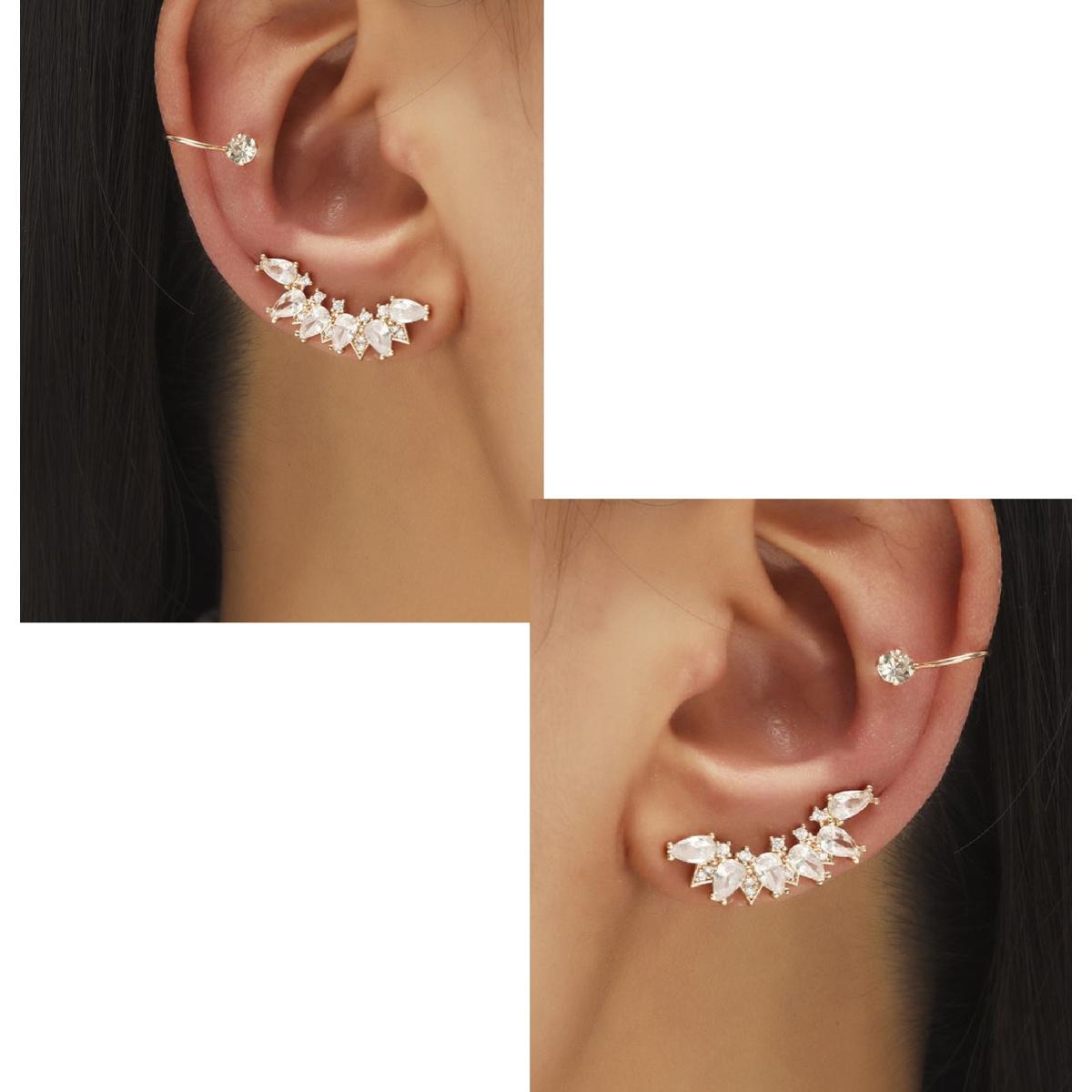 Pair of High Quality Korean 4 Pcs Style Ear Cuff Style Elegant Stylish Fashion Jewelry – Detail View – Earrings for Women ...