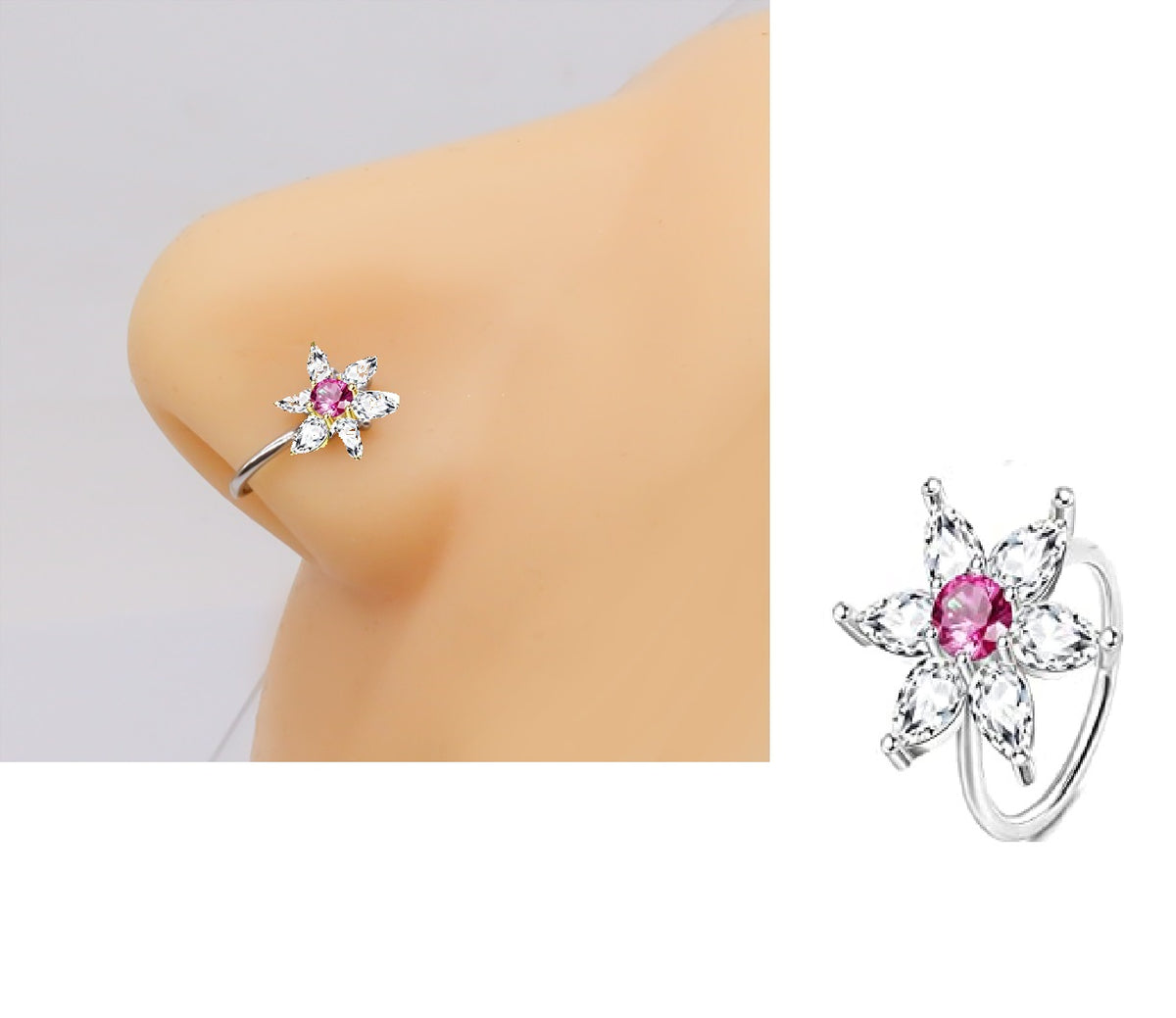 Piercing Thin Nose Ring 8mm Nostril Body Jewelry 1pc – Image 2 of 2