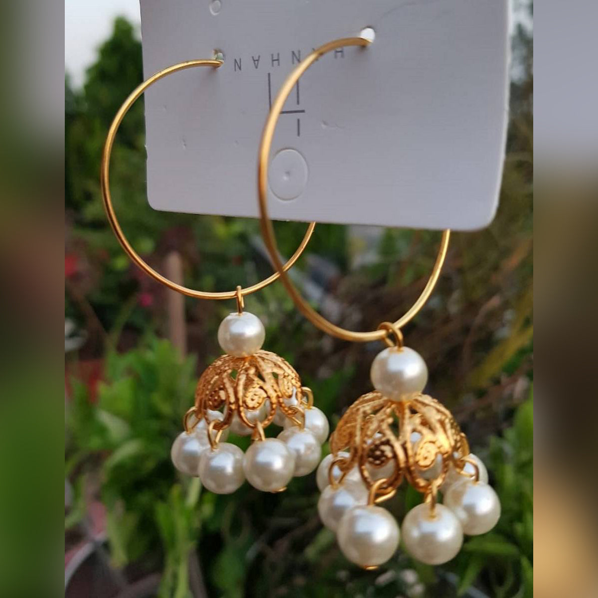 Trendy Multi Pearls Round Tassel Jhumki Fashionable Classy Earring – Earrings Online in Pakistan | Hanaya