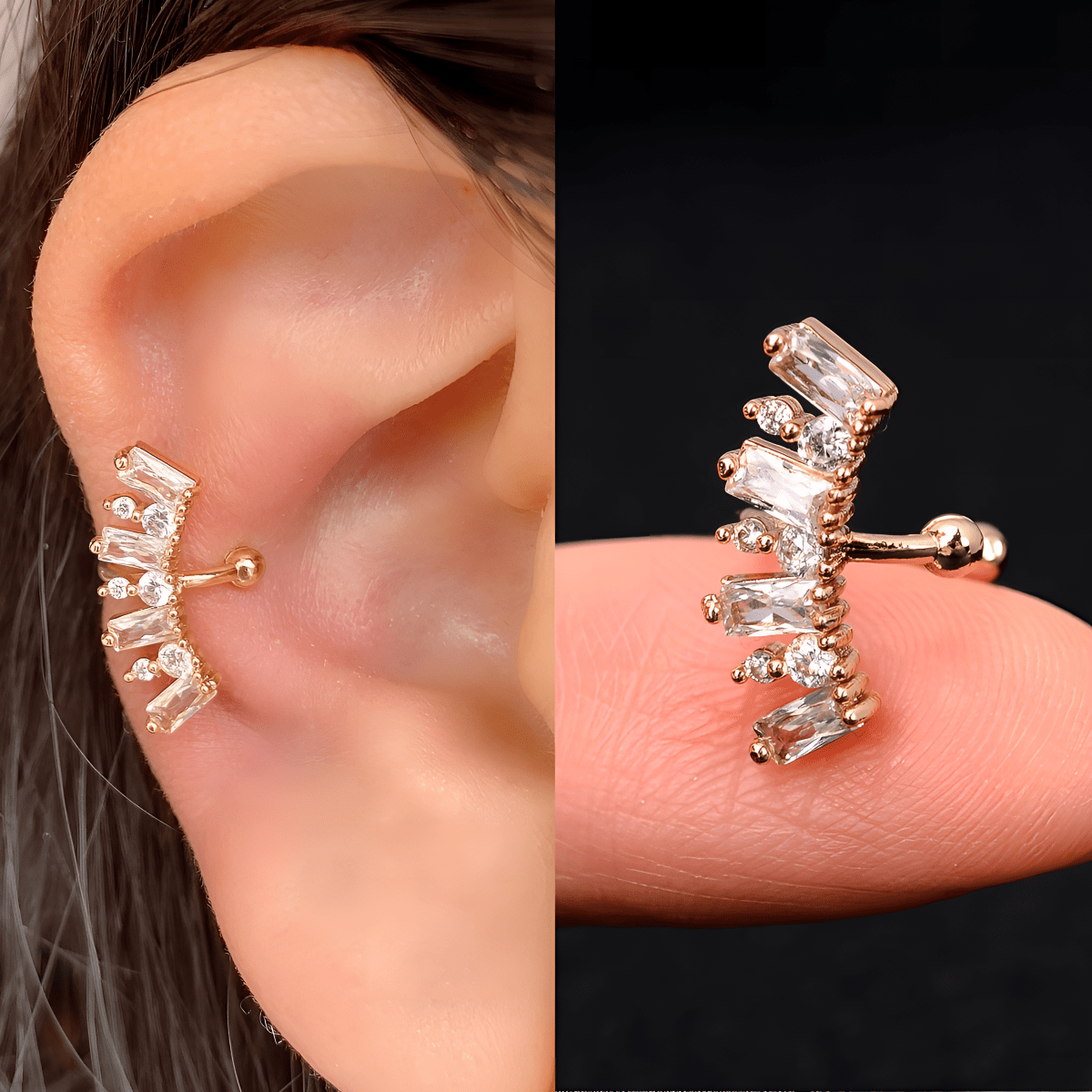 1 Piece Adjustable Ear Cuff Zircon Plated High Quality No Piercing Fashionable Elegant Jewelry - Hanaya Store