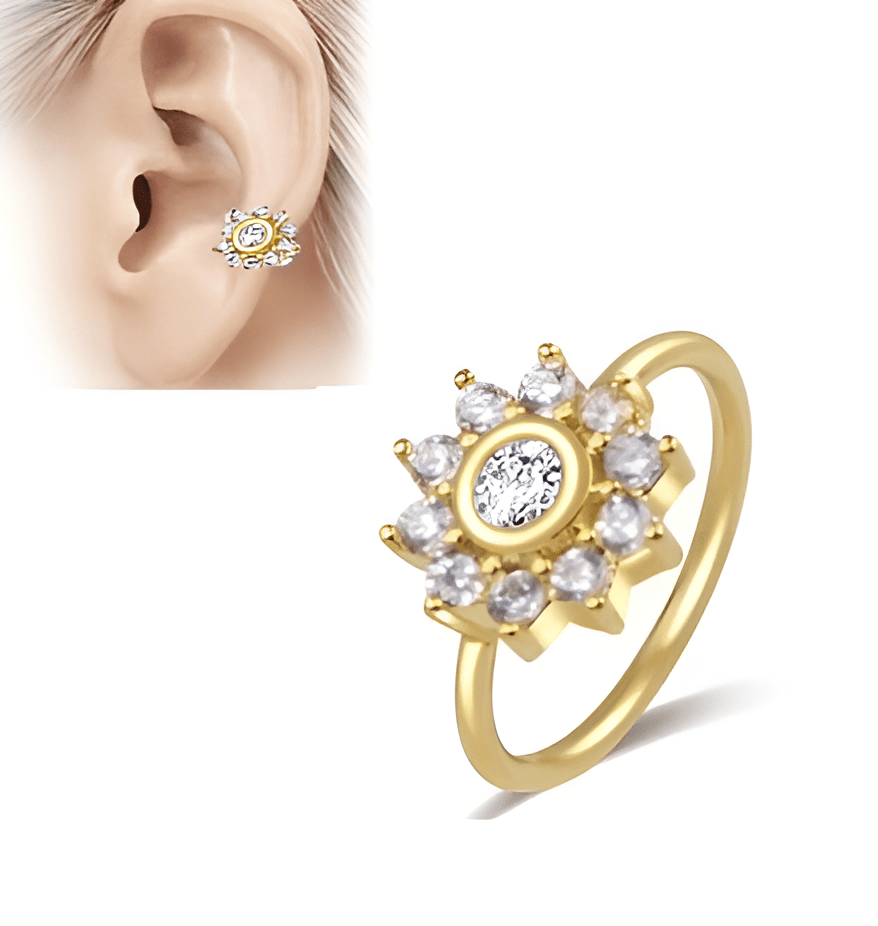1 Piece LOBE Cartilage 8MM Long Helix Thin TRAGUS Stud Crystal Daith HELIX Tragus Piercing Steel DAITH ORBITAL SNUG Earring ROOK - Hanaya Store