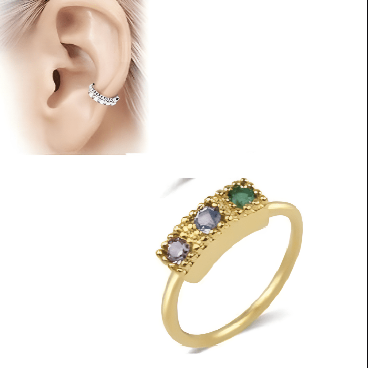 1 Piece ROOK Cartilage HELIX 8MM TRAGUS Long ORBITAL SNUG DAITH LOBE Helix 0.8MM Stud Crystal Daith Tragus Piercing Steel Earring - Hanaya Store
