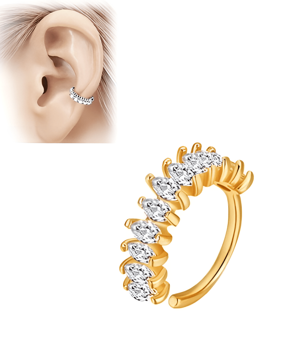 1 SNUG Piece HELIX Cartilage 8MM ORBITAL Long Helix ROOK LOBE 0.8MM Stud Crystal Daith Tragus Piercing Earring TRAGUS DAIT...