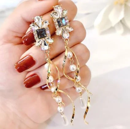 Long Irregular Classy Party Wedding Trendy Earring – Image 2 of 2