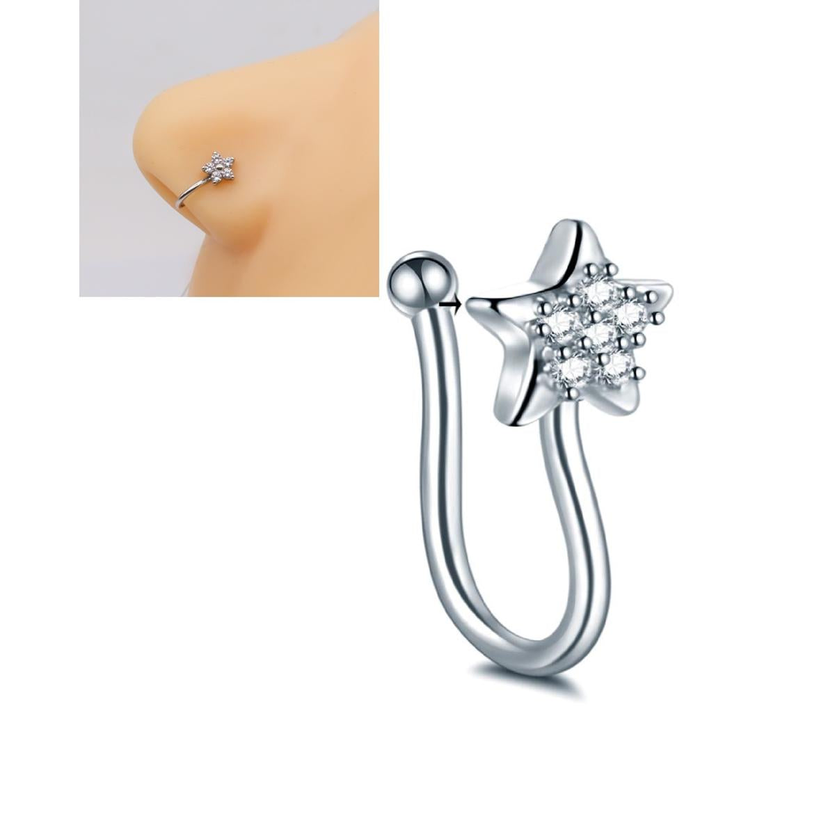 Star Shaped Clip On Nose Pin Non Piercing Nostril Jewelry – Close Up – Nose Jewelry | Hanaya Pakistan