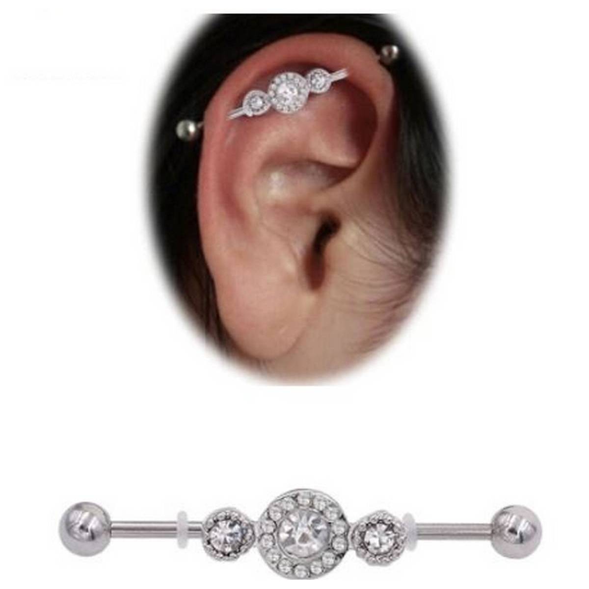 Steel 38mm Ear Plug 14G Piercing Industrial Cartilage Ear Jewelry Fashion Accessories – Close Up – Earrings | Hanaya Pakistan