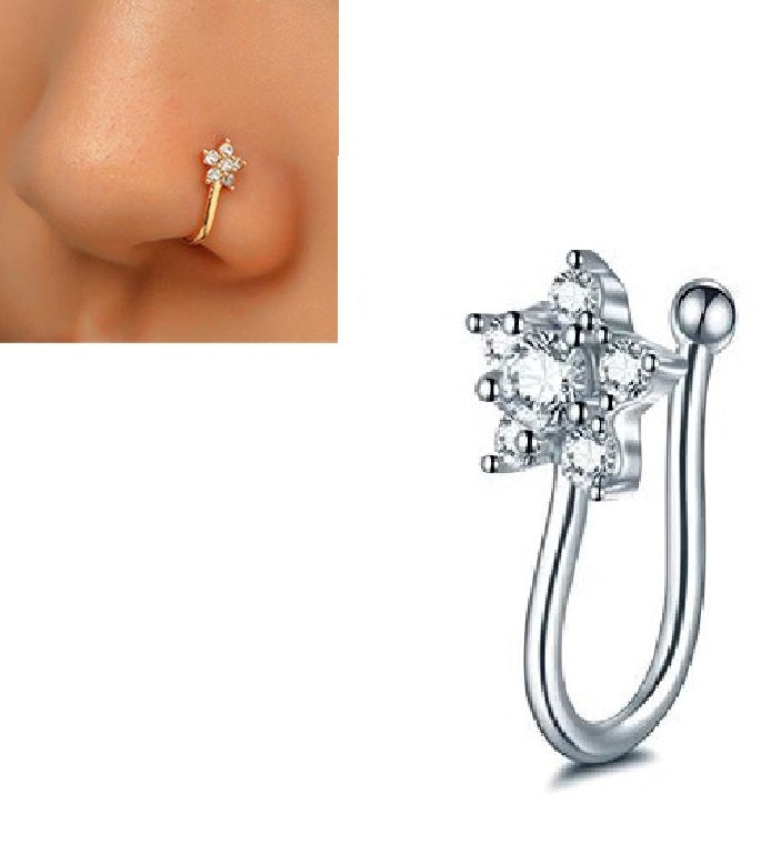 Non Piercing Adjustable Thin Clip On Nose Pin Minimalist Nostril Ring Jewelry – Nose Jewelry Online in Pakistan | Hanaya