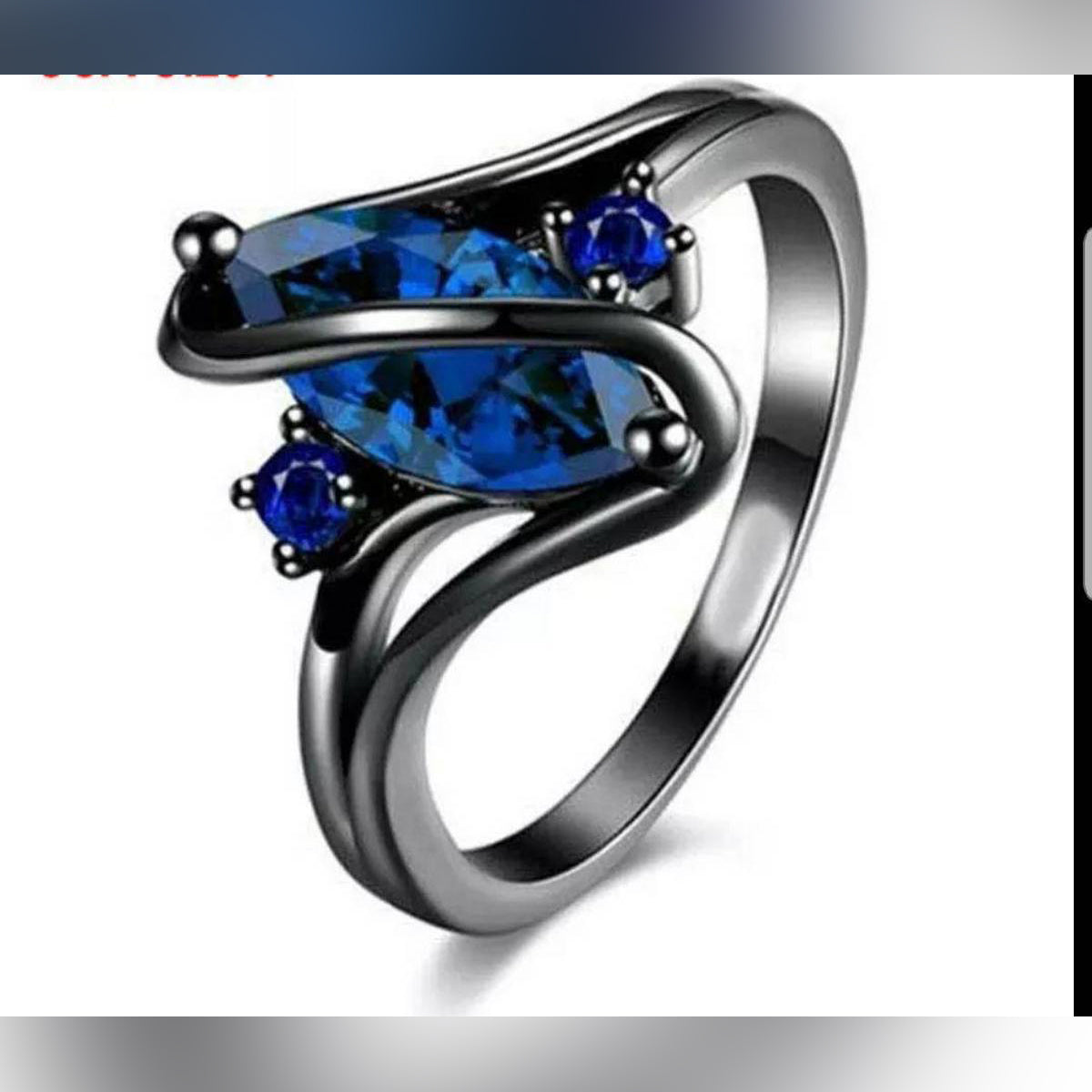 Trendy Black Blue Crystal Crystal Stone Ring For Women – Accessories Online in Pakistan | Hanaya