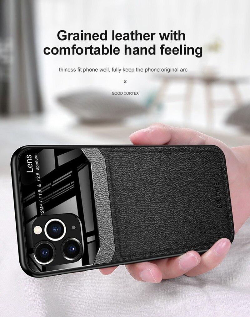 Hanya Collection Faux Leather Back Shockproof Case Compatible for APPLE IPHONE 11 – Detail View – Accessories for Women Pa...