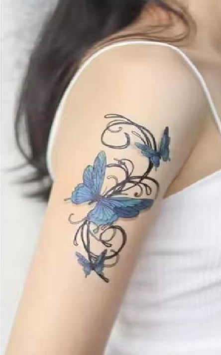 Waterproof Temporary Tattoo Sticker butterfly flower rose fake hand tattoo leg tattoo neck tattoo wrist tattoo thigh tattoo back tattoo arm tattoo foot tattoo Mehndi Henna