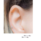 Small High Quality Steel 3mm Pair Ear Plug Piercing Barbell Cartilage Ear Jewelry – Image 3 of 5