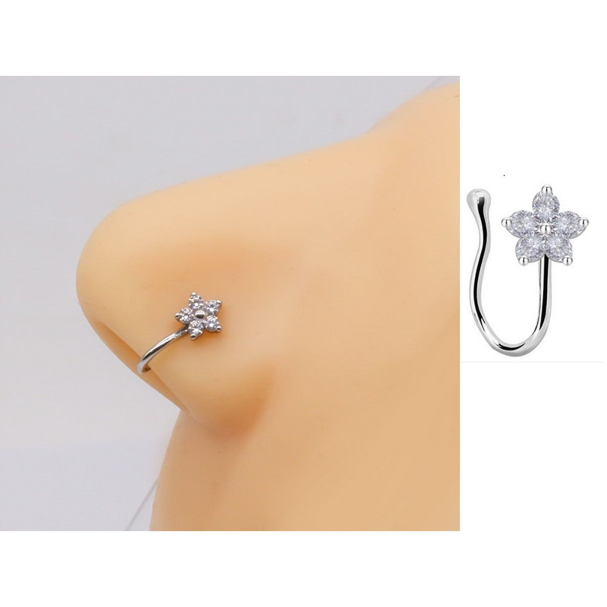 Adjustable Non Piercing Nose Pin Love Heart Design Clip On Nostril Ring – Nose Jewelry Online in Pakistan | Hanaya