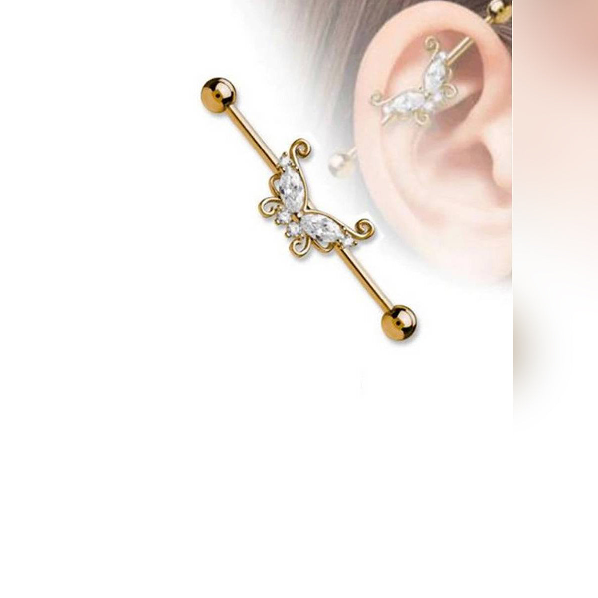 Stylish Steel 38mm Ear Plug 14G Piercing Industrial Cartilage Ear Jewelry for Everyday Fashion – Earrings Online in Pakist...