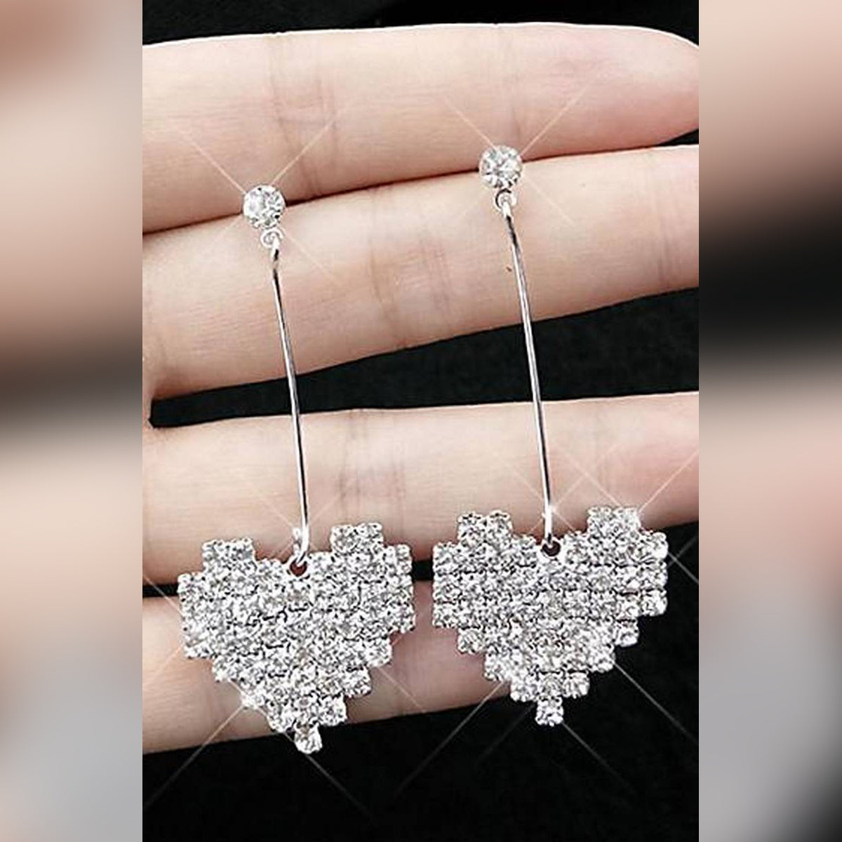 Fashionable Classy Crystal love Heart Earring – Earrings Online in Pakistan | Hanaya