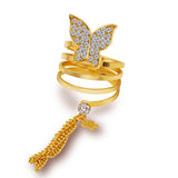 Trendy High Class Adjustable Butterfly Gem CZ Ring For Women