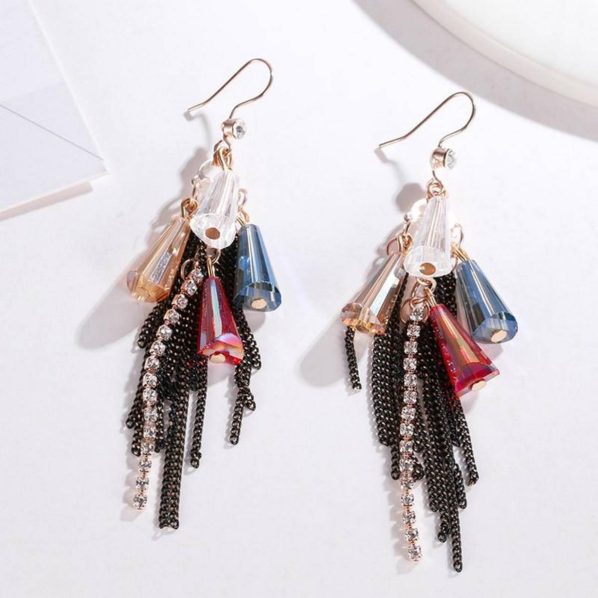 Trendy Tassel Long Multi Layered Chain Earrings For Women – Earrings Online in Pakistan | Hanaya