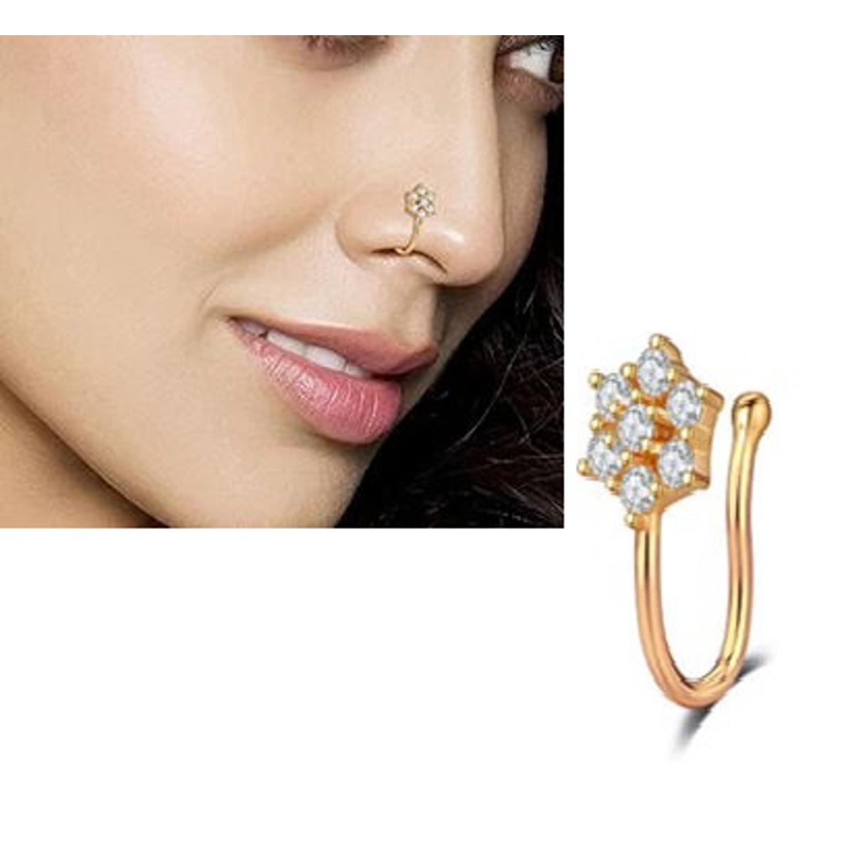 Non Piercing Adjustable Clip On Nose Pin Heart Love CZ Nostril Body Jewelry – View 7 – Nose Jewelry | Hanaya Pakistan