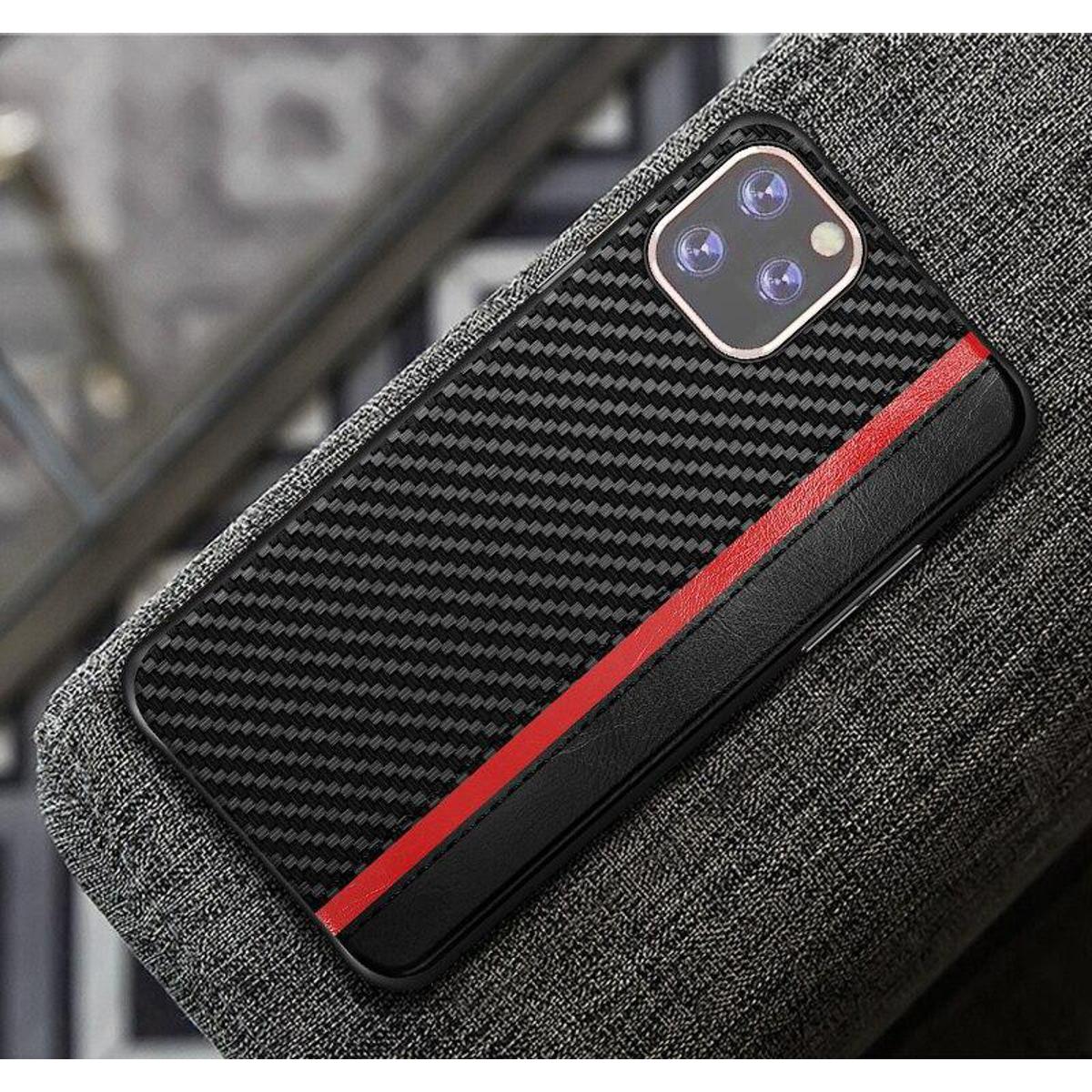 Carbon Fiber Red and Black Faux Leather Touch Case Compatible for APPLE IPHONE 11 – Accessories Online in Pakistan | Hanaya