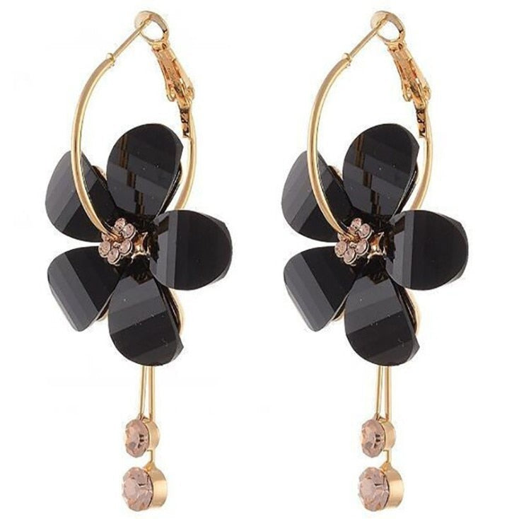 High Quality Crystal Flower Earrings – Elegant Petal Design for Women – Earrings Online in Pakistan | Hanaya
