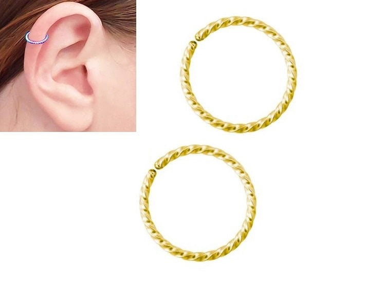 2 DAITH Pieces 8mm Spiral Cartilage ORBITAL HELIX LOBE Helix TRAGUS ROOK Stud SNUG Tragus Ear Piercing Earring For Girls –...