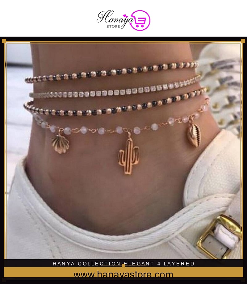 Hanya Collection Elegant 4 Layered Party Wedding – anklet Online in Pakistan | Hanaya