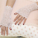 Trendy Fishnet Lace Long Fingerless Gloves for Women – Trendy UV Protection Driving Mittens, Hijab-Friendly Fashion – Clos...