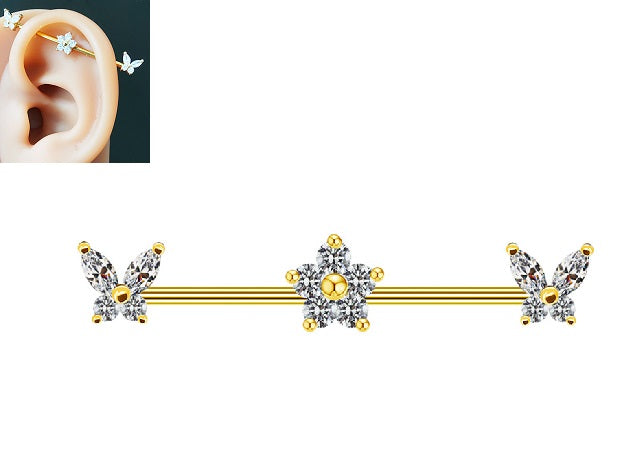 Fashion Ear Jewelry Steel 38mm Ear Plug 14G Piercing Industrial Cartilage Accessories – Earrings Online in Pakistan | Hanaya