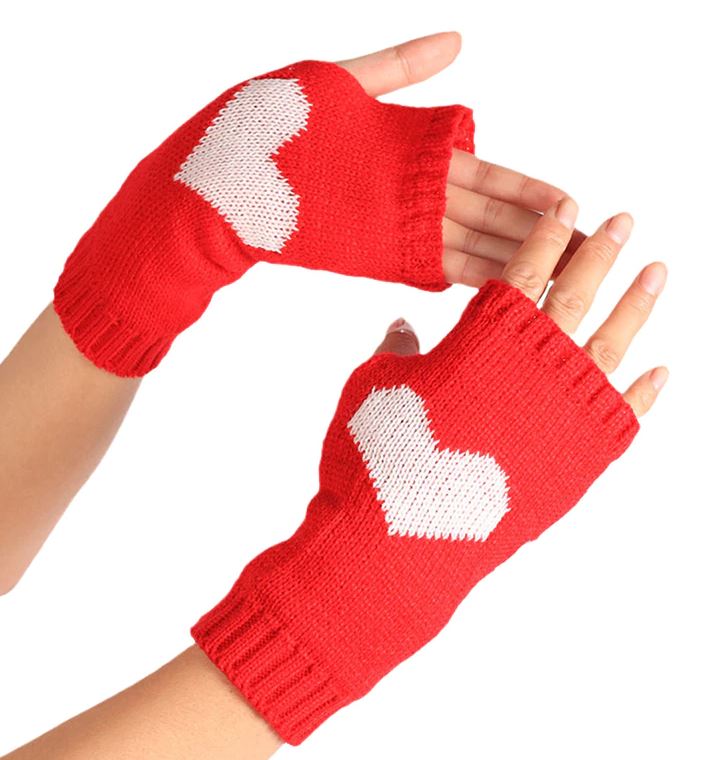 Fingerless Gloves Long Hand Heart Love Thick Gloves Fashionable Women Gloves – Image 2 of 2