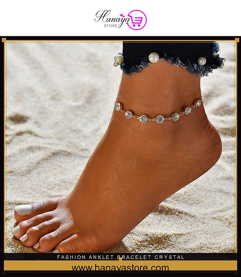 Fashion Anklet Bracelet Crystal Rhinestone Single Layer Beach Alloy Foot Chain – anklet Online in Pakistan | Hanaya