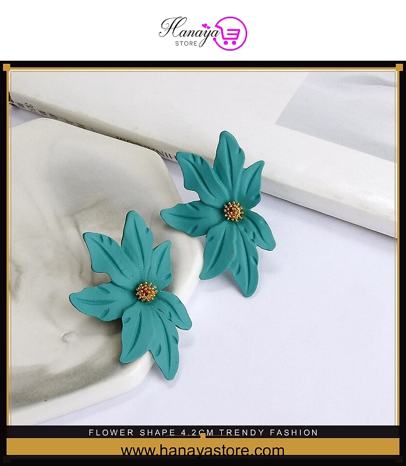 Flower Shape 4.2cm Trendy Fashion Earrings – Earrings Online in Pakistan | Hanaya