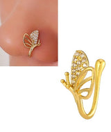 Non Piercing Thin Nose Pin Adjustable Clip On Nose Ring with Crystal Design – Nose Jewelry Online in Pakistan | Hanaya