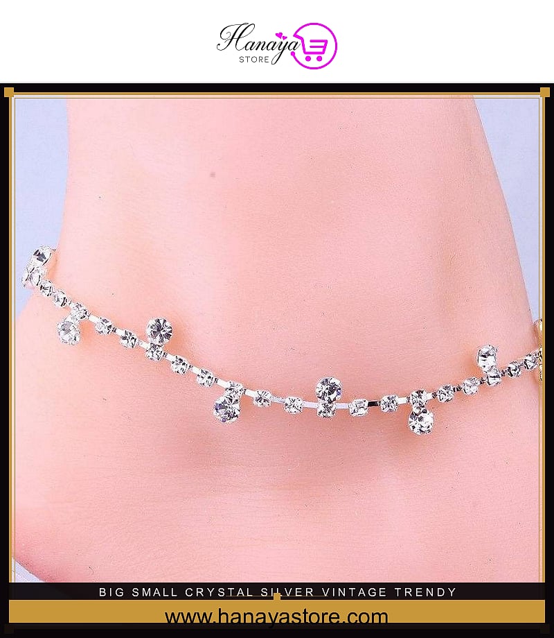 Big small Crystal Silver Vintage Trendy anklet for girls stylish anklet – anklet Online in Pakistan | Hanaya