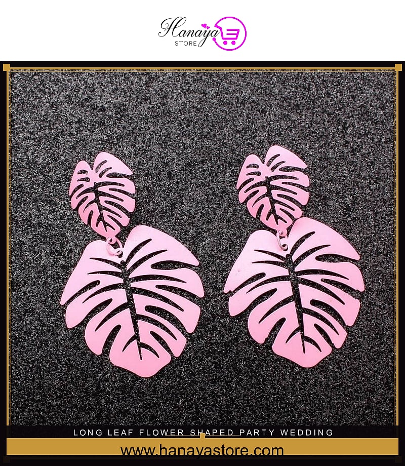 Long Leaf Flower Shaped Party Wedding Trendy Earring – Accessories Online in Pakistan | Hanaya