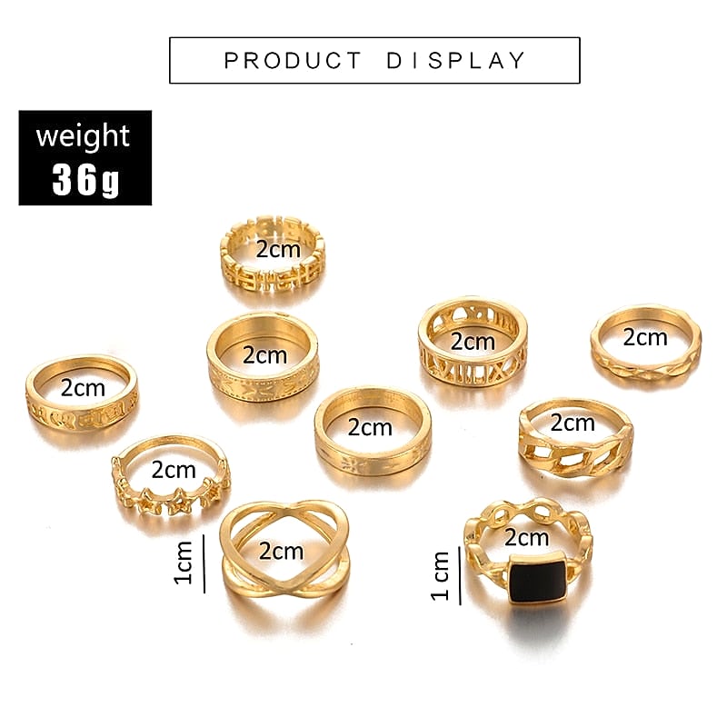 Fashion Trendy 10 Pieces Jewelry Classy Ring Set For Women – Lifestyle – Buy Accessories Pakistan | Hanaya