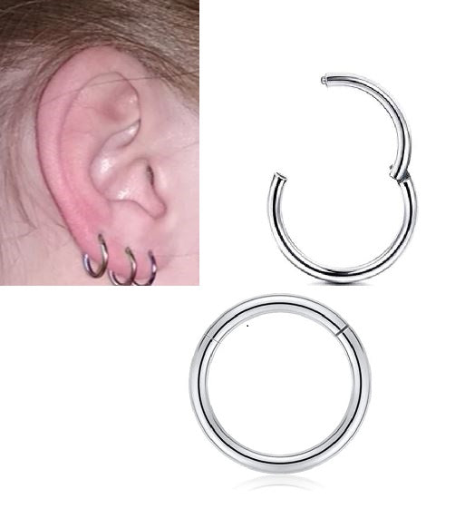 2 Pieces 8MM Hinged Earring Clicker Piercing Cartilage Helix Earring
