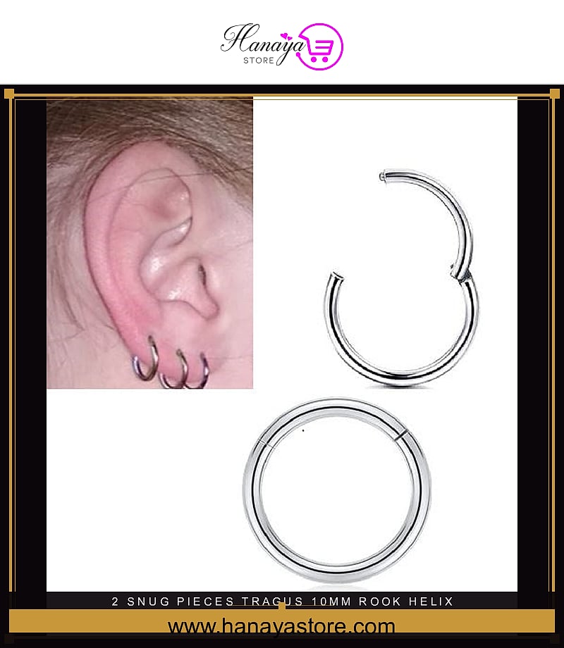 2 SNUG Pieces TRAGUS 10MM ROOK HELIX Hinged ORBITAL LOBE Earring Clicker Piercing Cartilage DAITH Helix Earring – Earrings...