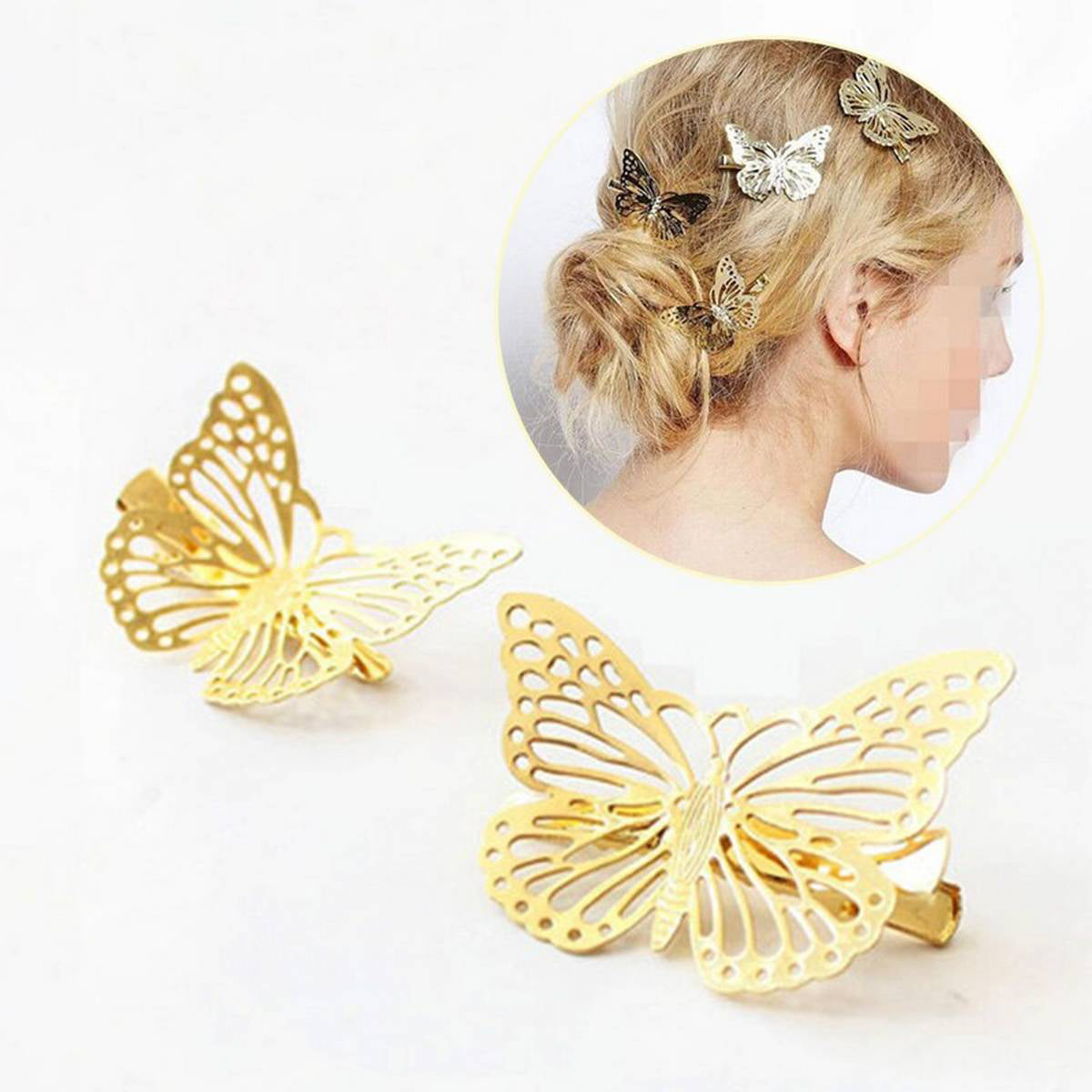 2 Pieces Shiny Metal Hair Butterfly Clips Hairpin Headband Hair Accessories – Accessories Online in Pakistan | Hanaya