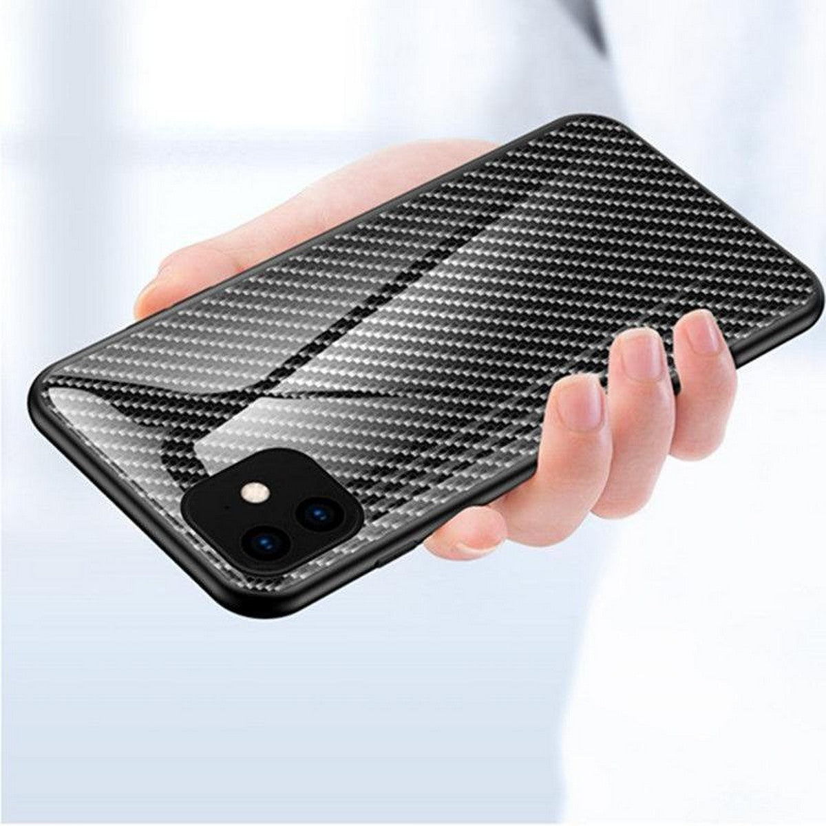 Carbon Fiber Tempered Glass Back Shockproof Compatible for APPLE IPHONE I-phone 11 – Accessories Online in Pakistan | Hanaya
