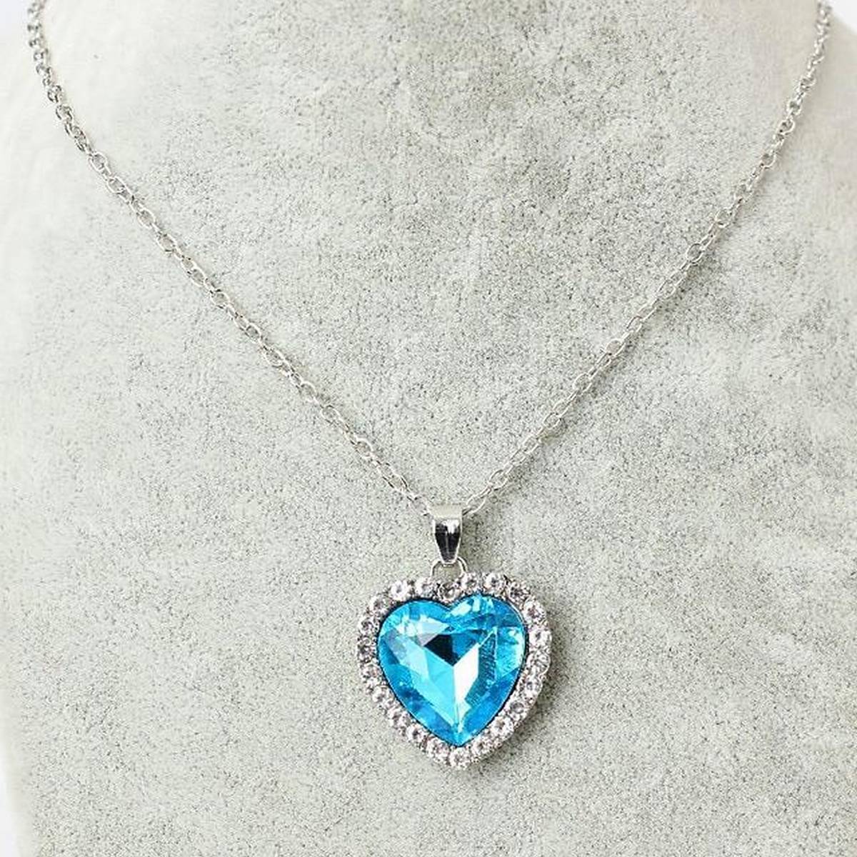 Love Necklace Unique Statement Necklace Pendant Trendy Love Light Blue -FREE Gift Box – Accessories Online in Pakistan | H...