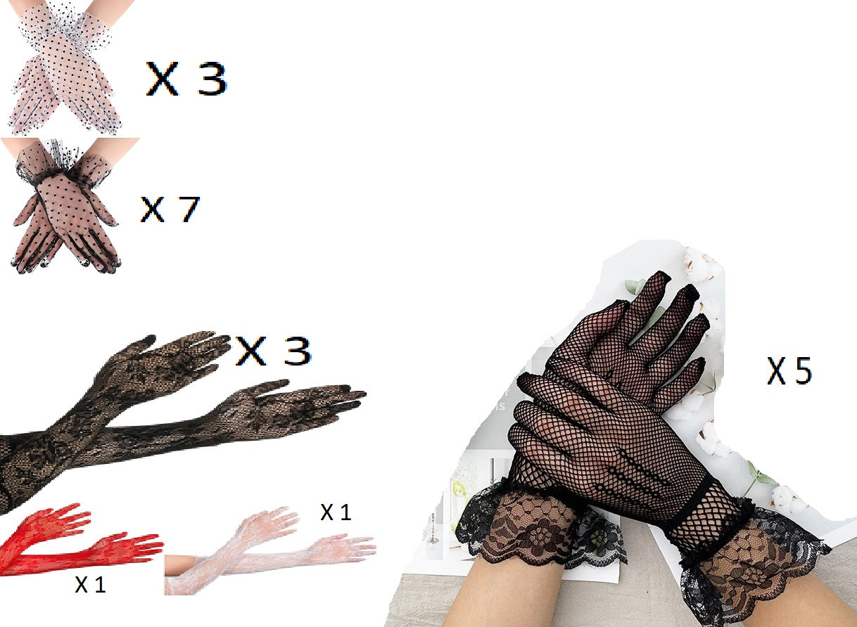 20 pairs Fishnet Lace Hollow Elasticity Gloves Fashionable Women Gloves – Accessories Online in Pakistan | Hanaya