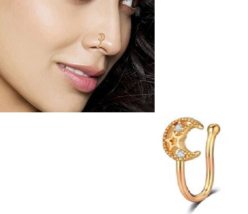 Non Piercing Adjustable Clip On Nose Pin Heart Love CZ Nostril Body Jewelry – View 8 – Nose Jewelry | Hanaya Pakistan