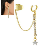 Pair Left & Right Tassel Chain Pearl Long Cuff Drop Earrings – Image 7 of 10