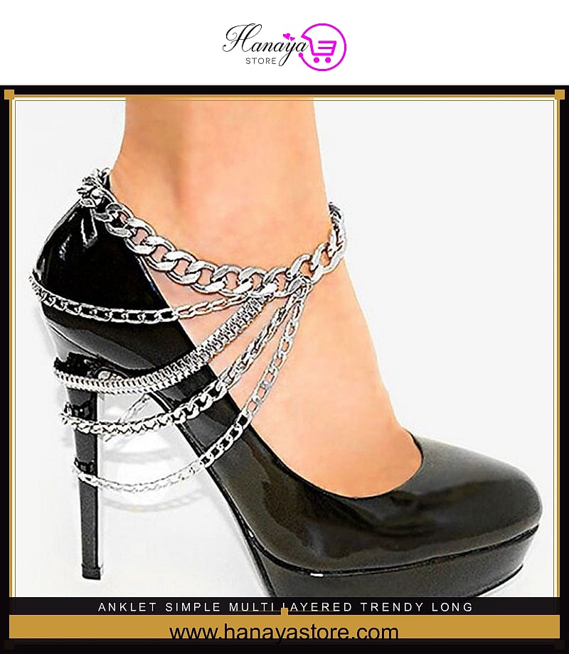 Anklet Simple Multi Layered Trendy Long 1 Pc Shoe Chain Anklet – anklet Online in Pakistan | Hanaya