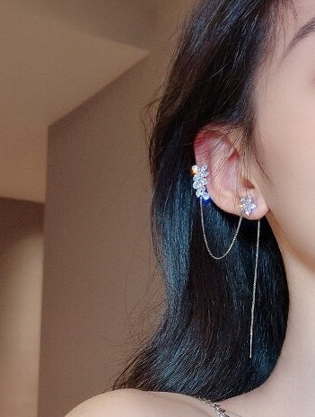 Korean Trendy Crystal CZ Ear Clip Cuff – Elegant Style, High-Class Finish – Earrings Online in Pakistan | Hanaya