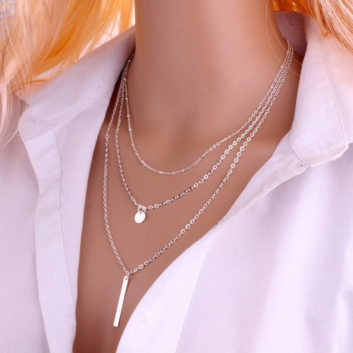 Trendy 3 Layered Tassel Classy Elegant Necklace