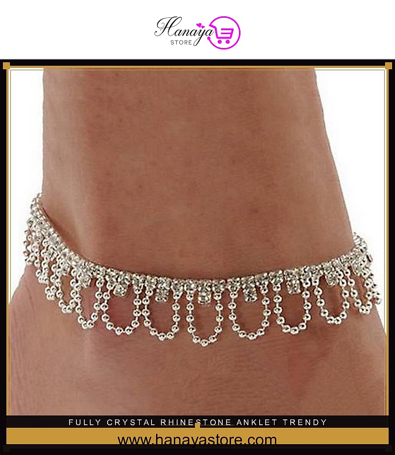 Fully Crystal Rhinestone Anklet Trendy Charm Drop Ankle Chain – anklet Online in Pakistan | Hanaya