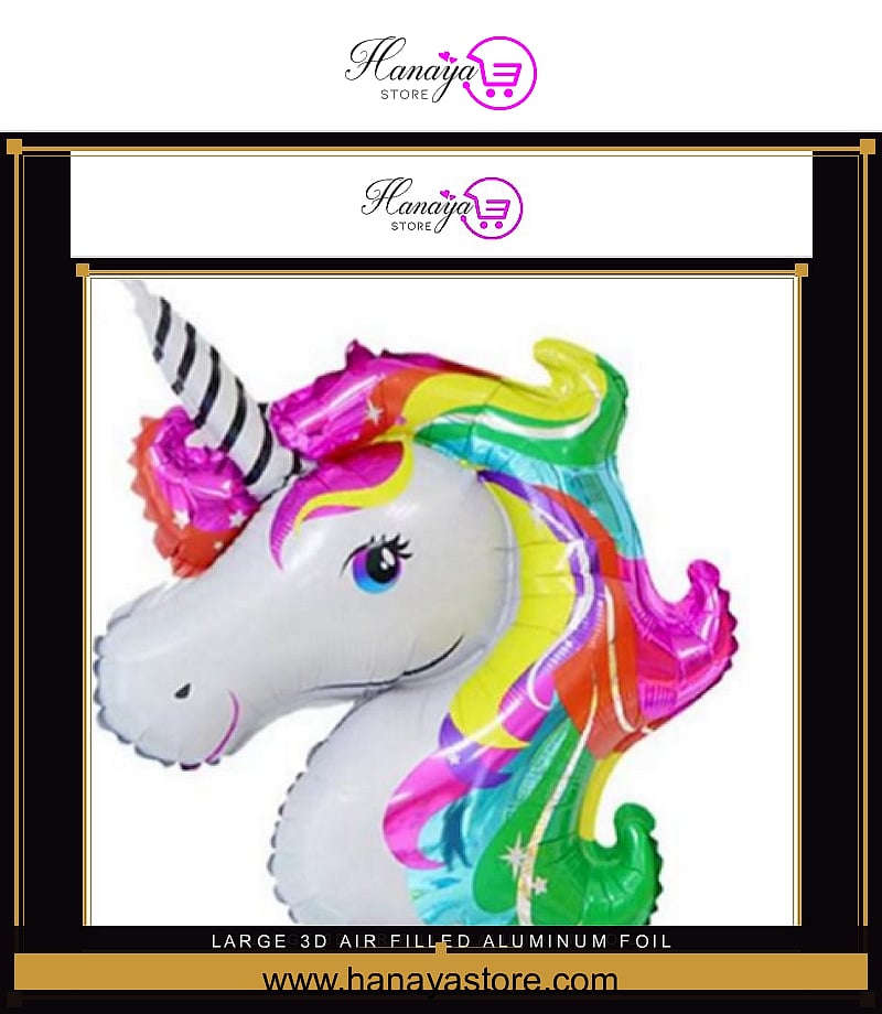 Large 3D Air Filled Aluminum Foil UNICORN Balloon Cute Gifts For Children Party Decoration Supplies (WITHOUT AIR FILLED) –...