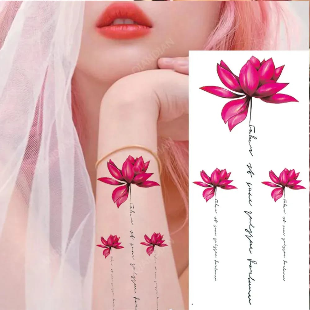 Waterproof Temporary Tattoo Sticker flower rose fake hand tattoo leg tattoo neck tattoo wrist tattoo thigh tattoo back tattoo arm tattoo foot tattoo Mehndi Henna