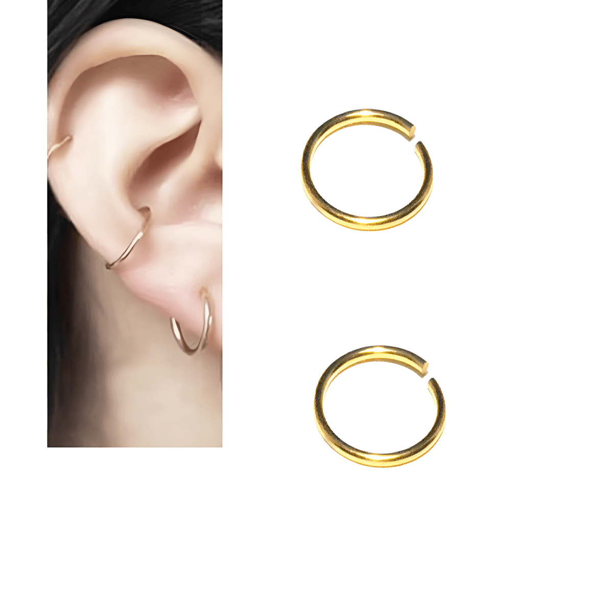 2 Pieces 10MM Earring ROOK Clicker LOBE ORBITAL TRAGUS 1.0MM Thick Piercing Cartilage Helix DAITH SNUG HELIX Earring - Hanaya Store