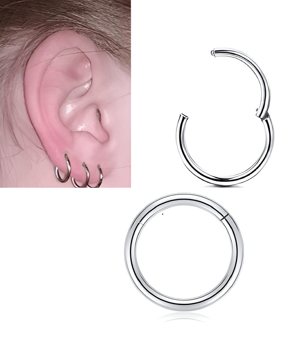 2 Pieces DAITH SNUG 12MM Hinged Earring HELIX Clicker ORBITAL LOBE Piercing TRAGUS ROOK Cartilage Helix Earring - Hanaya Store